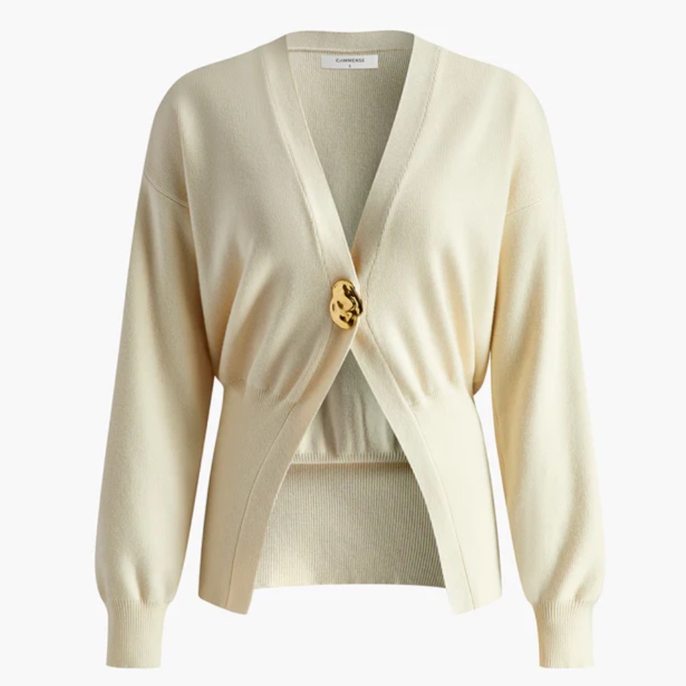 Commense Cream Cardigan with Gold Detail